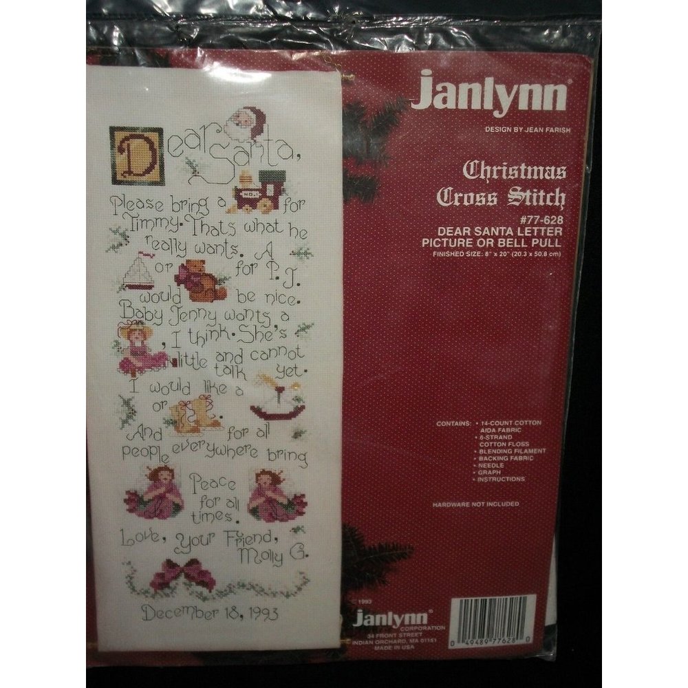Janlynn Jean Farish Design Dear Santa Letter Christmas Cross Stitch Kit Holiday